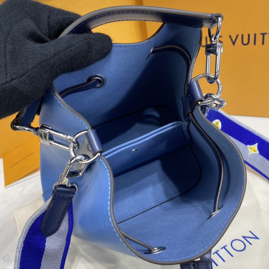 #m57691 l**is V*t*n epi grained néonoé bb bucket bag-bleuet blue
