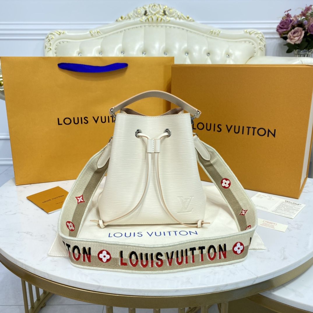 #m57693 l**is V*t*n epi grained néonoé bb bucket bag-cream