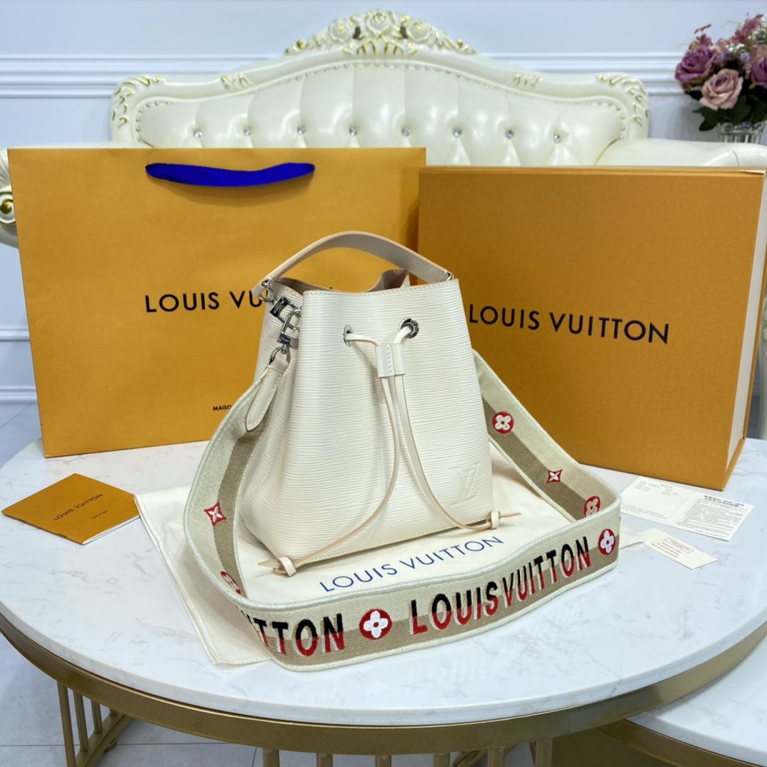 #m57693 l**is V*t*n epi grained néonoé bb bucket bag-cream