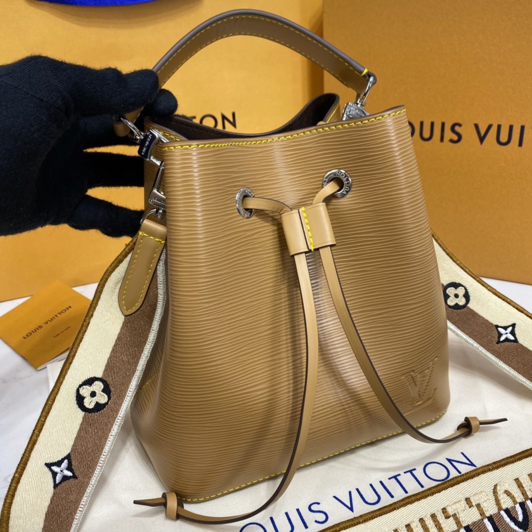 #m57706 l**is V*t*n epi grained néonoé bb bucket bag-honey gold