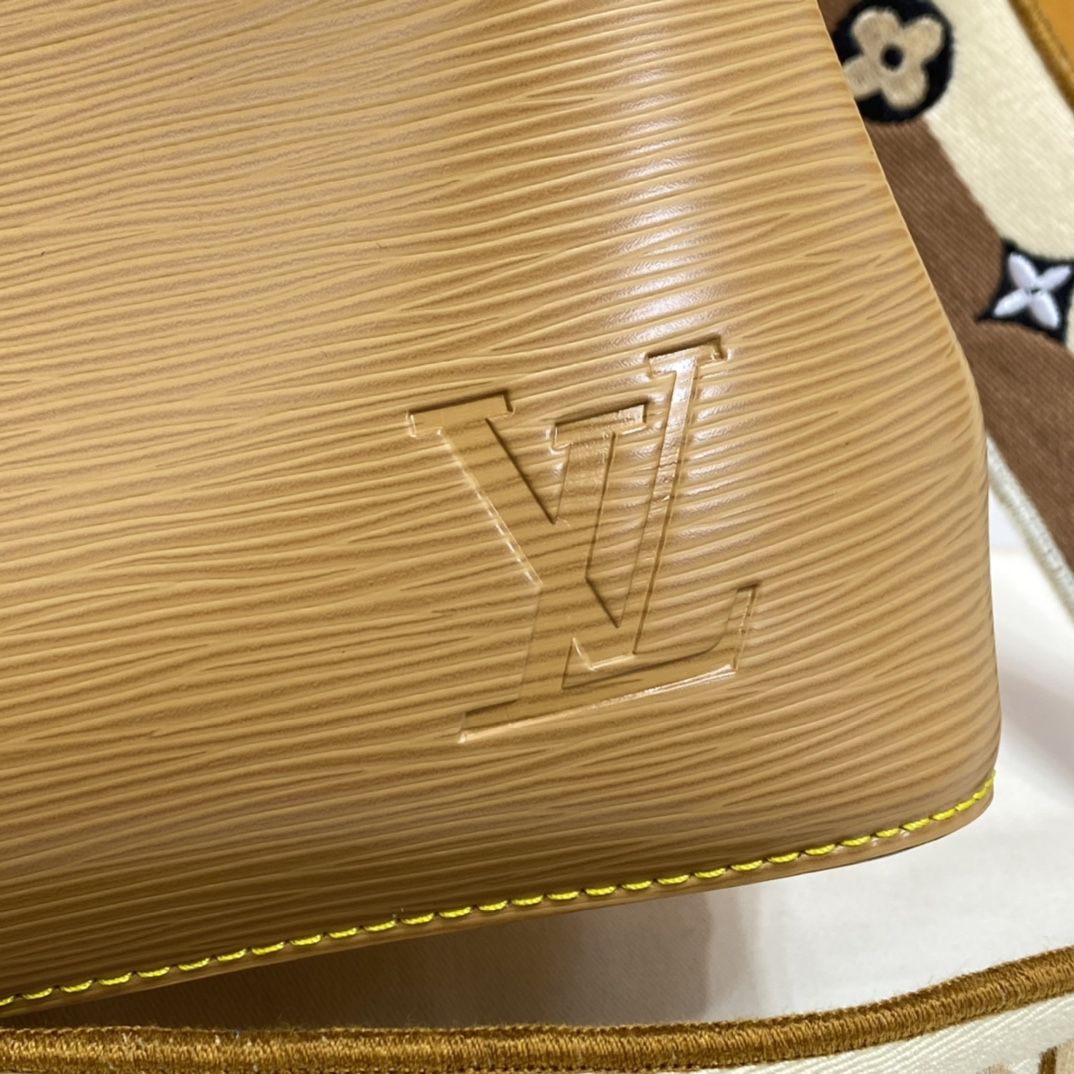 #m57706 l**is V*t*n epi grained néonoé bb bucket bag-honey gold