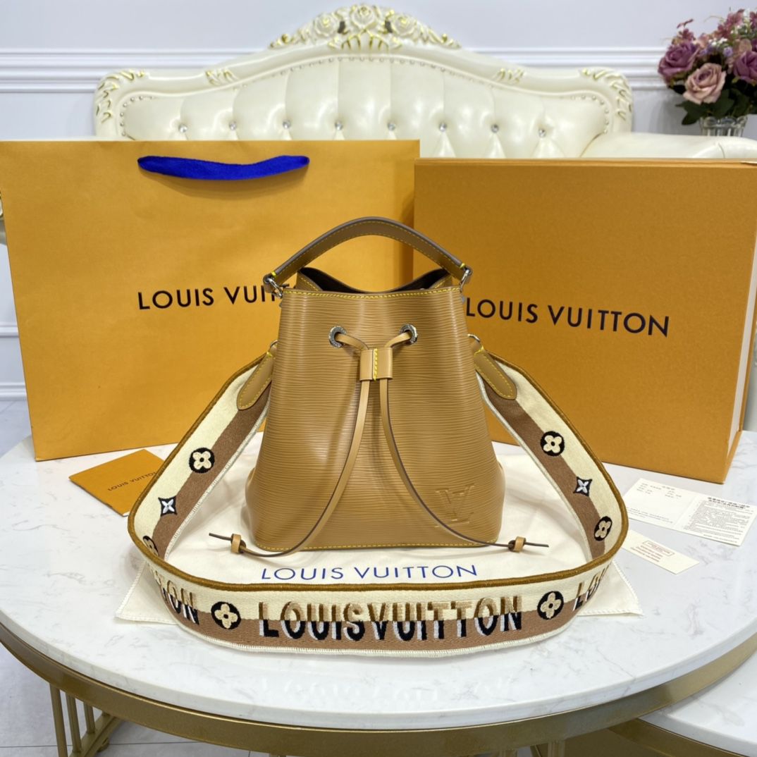 #m57706 l**is V*t*n epi grained néonoé bb bucket bag-honey gold