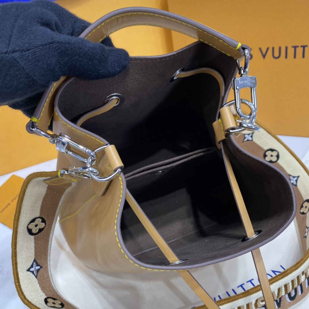 #m57706 l**is V*t*n epi grained néonoé bb bucket bag-honey gold