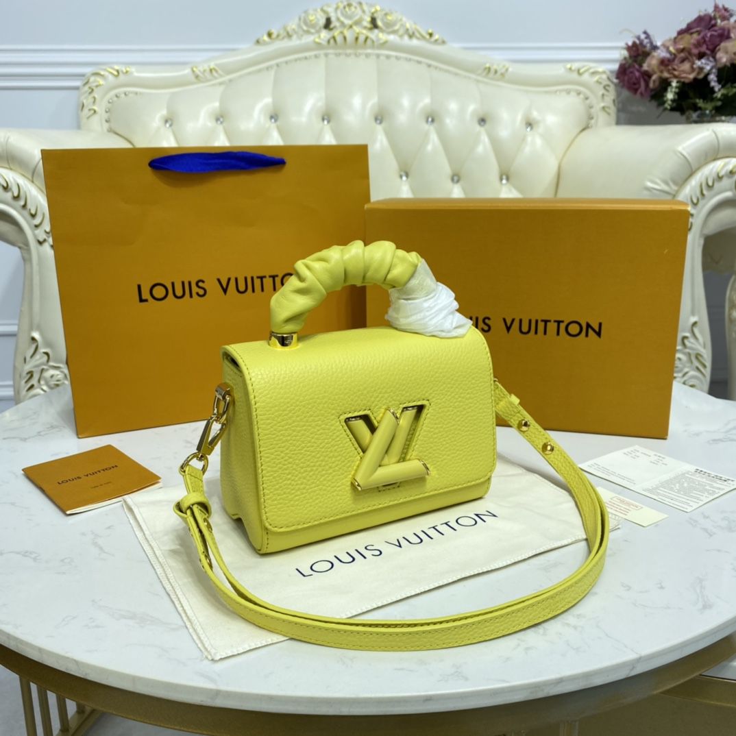 #m58571 l**is V*t*n taurillon leather twist pm-yellow