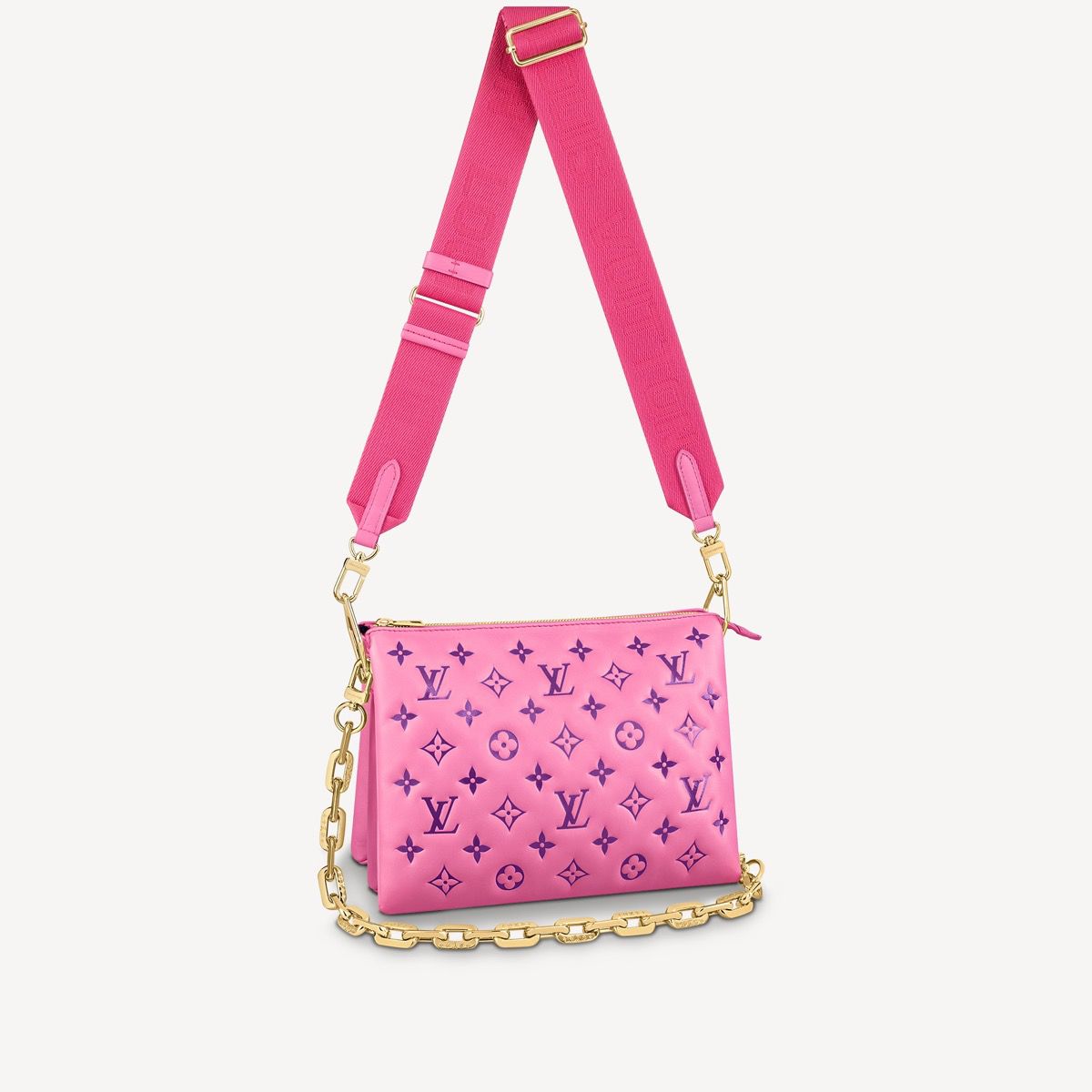 #m58628 l**is V*t*n embossed lambskin coussin pm pink/purple