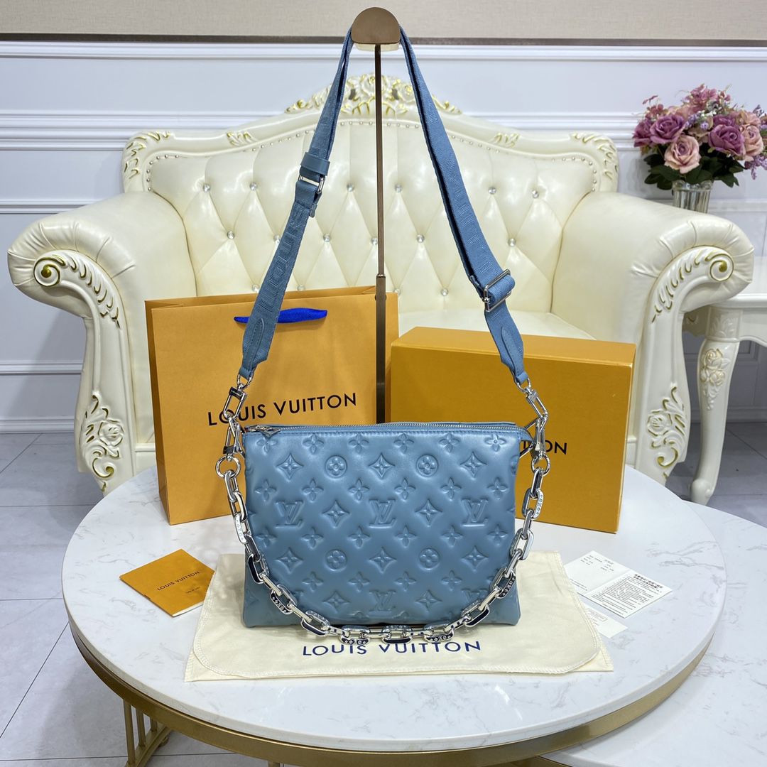 #m58699 l**is V*t*n monogram embossed puffy coussin pm handbag