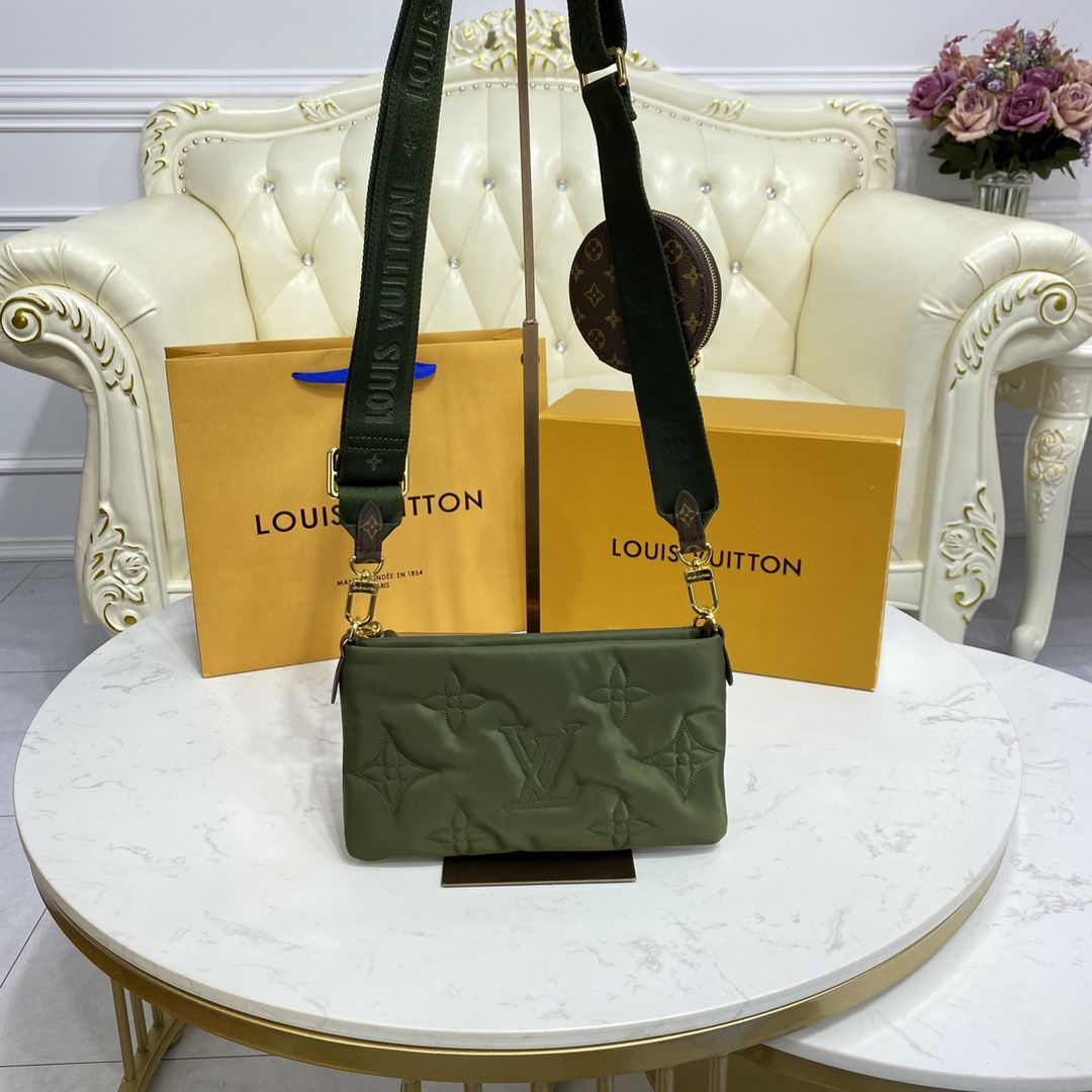 #m58977 l**is V*t*n maxi multi pochette accessoires bag-khaki green