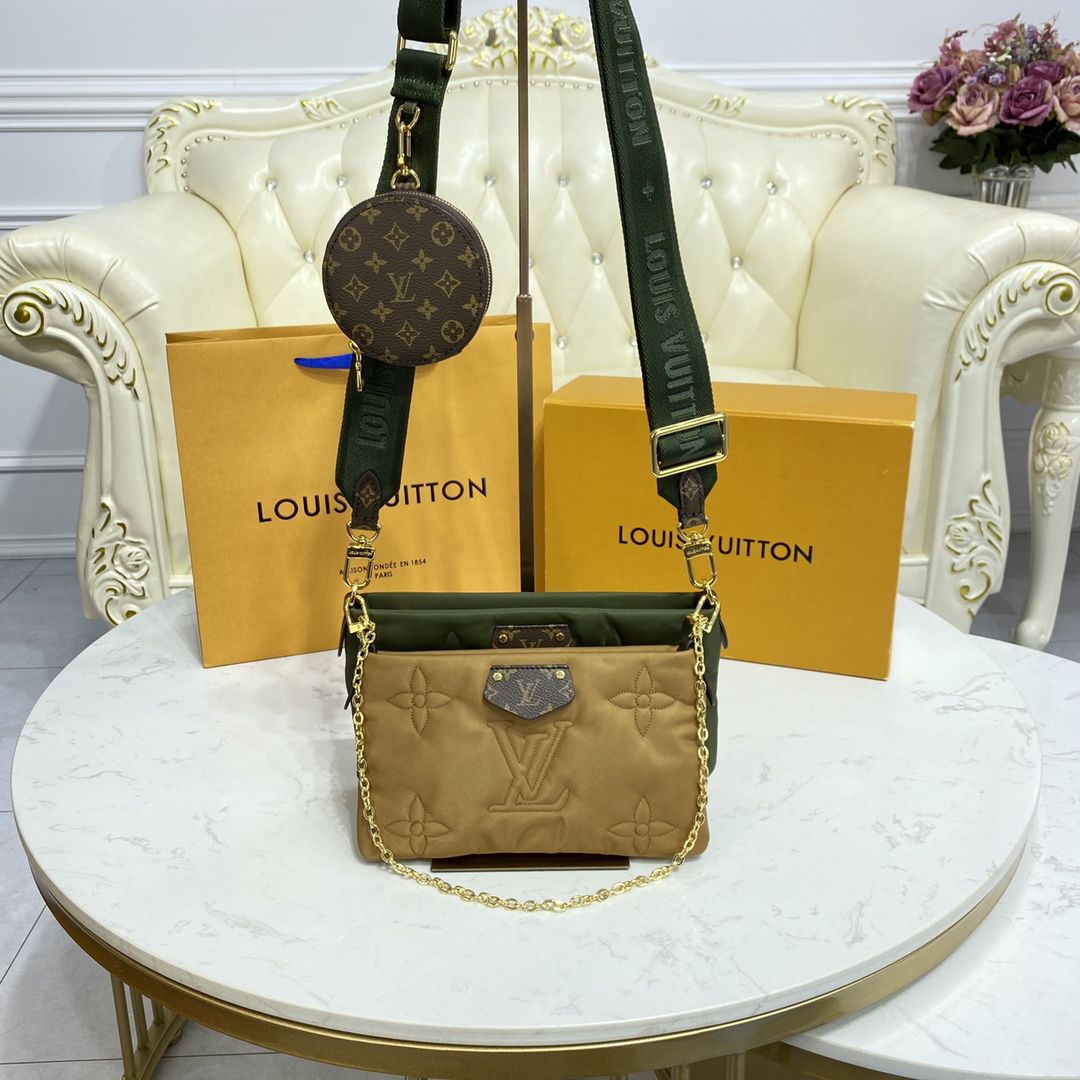 #m58977 l**is V*t*n maxi multi pochette accessoires bag-khaki green