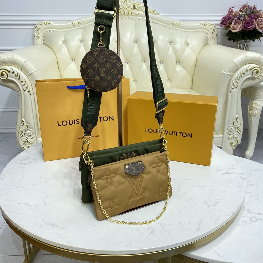 #m58977 l**is V*t*n maxi multi pochette accessoires bag-khaki green