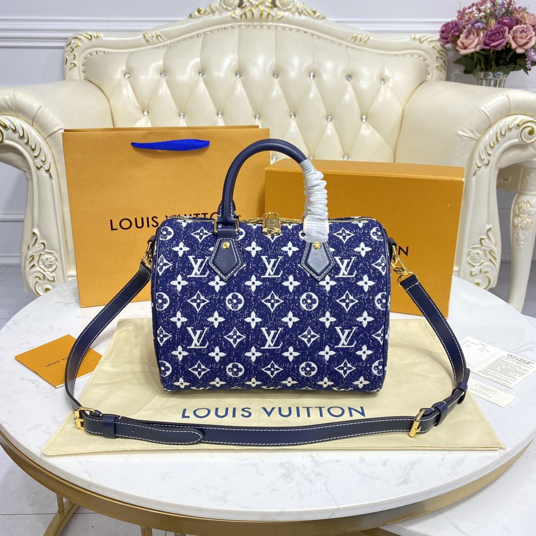 #m59609 l**is V*t*n monogram denim speedy bandoulière 25 handbag