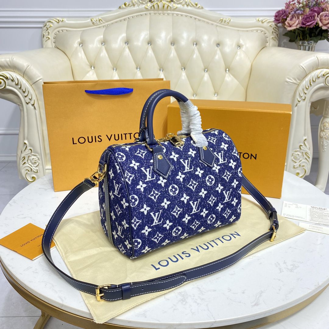 #m59609 l**is V*t*n monogram denim speedy bandoulière 25 handbag