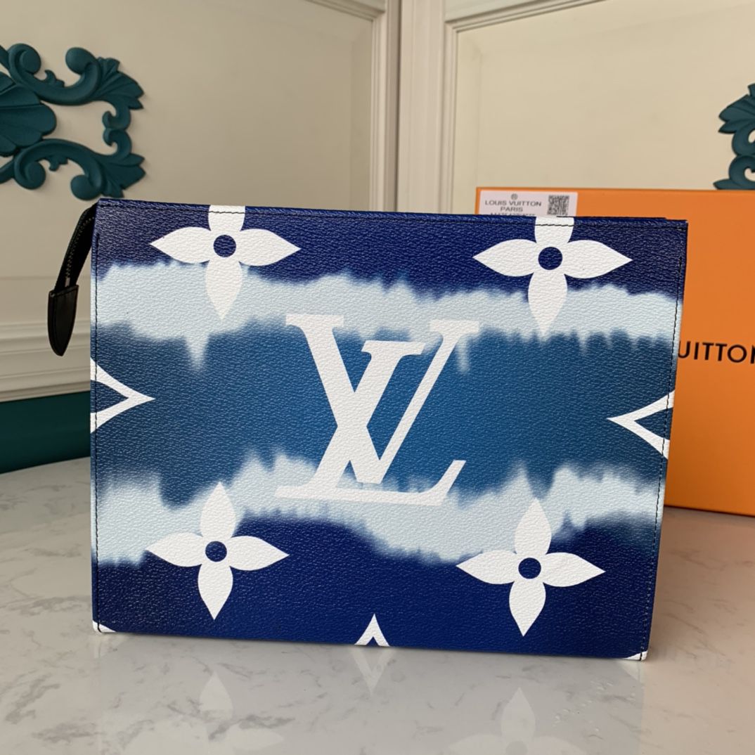 #m69136 l**is V*t*n monogram canvas lv escale poche toilette 26-blue