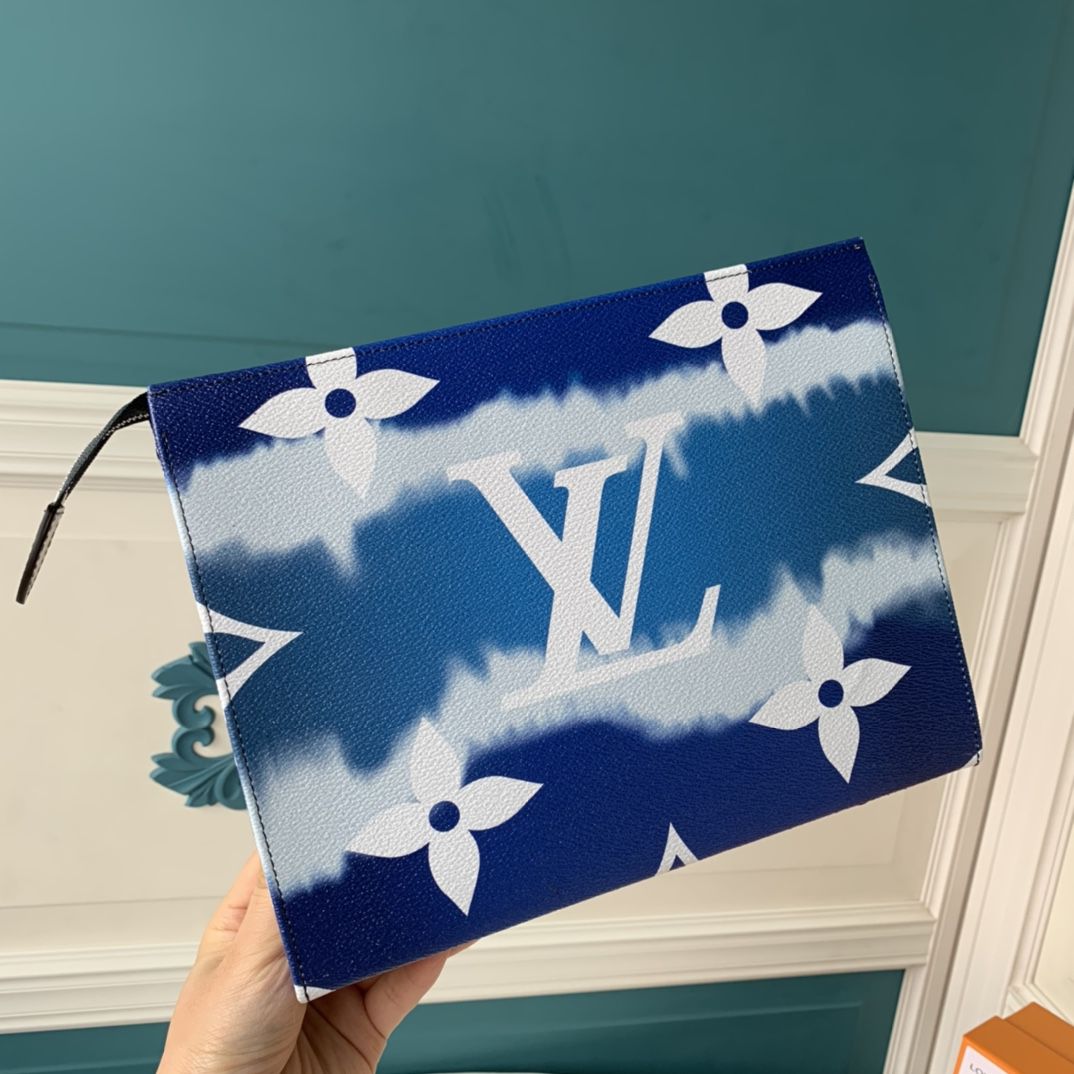 #m69136 l**is V*t*n monogram canvas lv escale poche toilette 26-blue