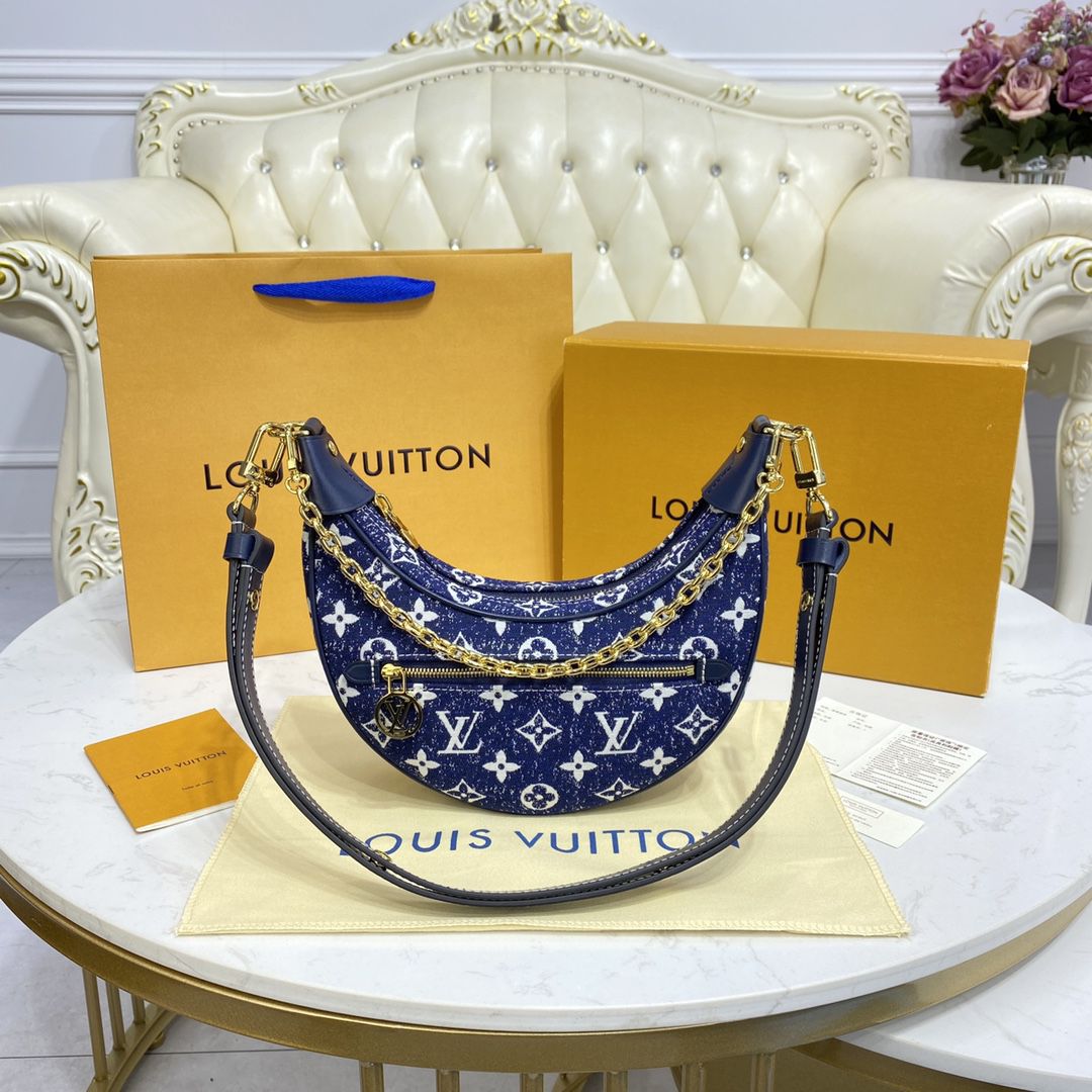 #m81166 l**is V*t*n monogram denim loop baguette handbag