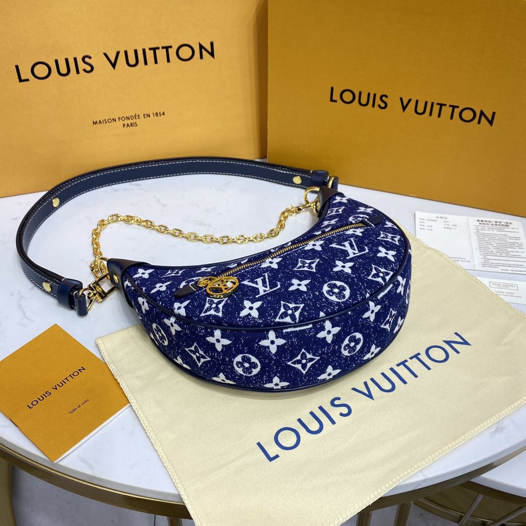 #m81166 l**is V*t*n monogram denim loop baguette handbag