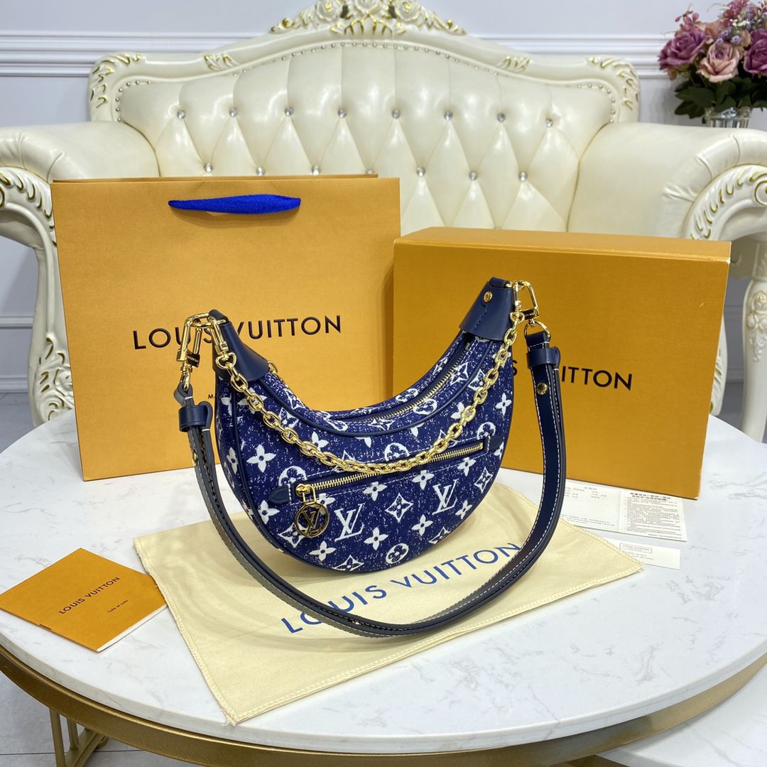 #m81166 l**is V*t*n monogram denim loop baguette handbag