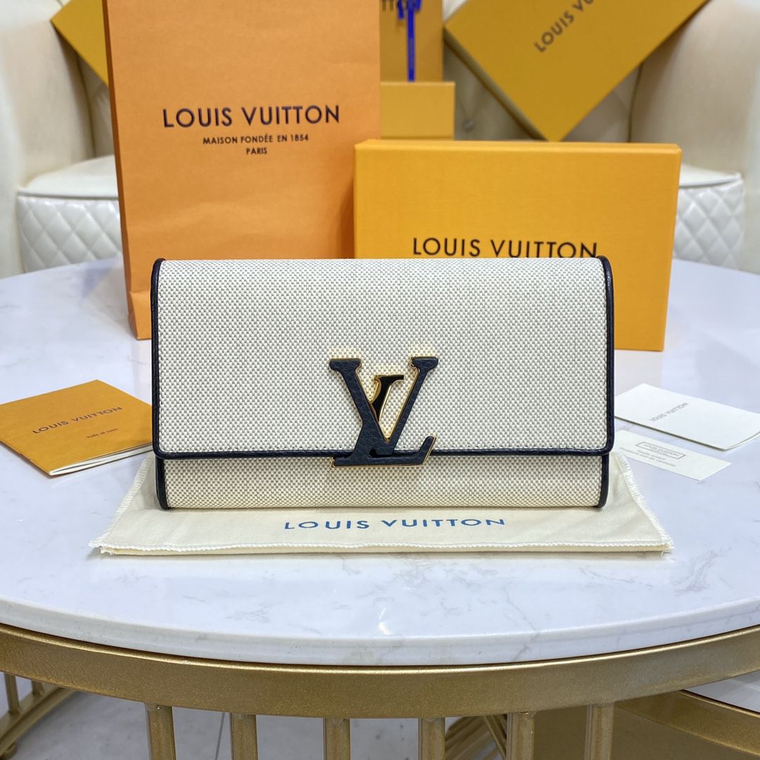 #m81305 l**is V*t*n natural canvas capucines wallet