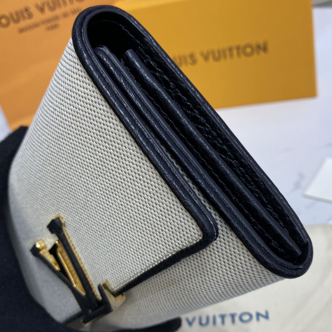 #m81305 l**is V*t*n natural canvas capucines wallet