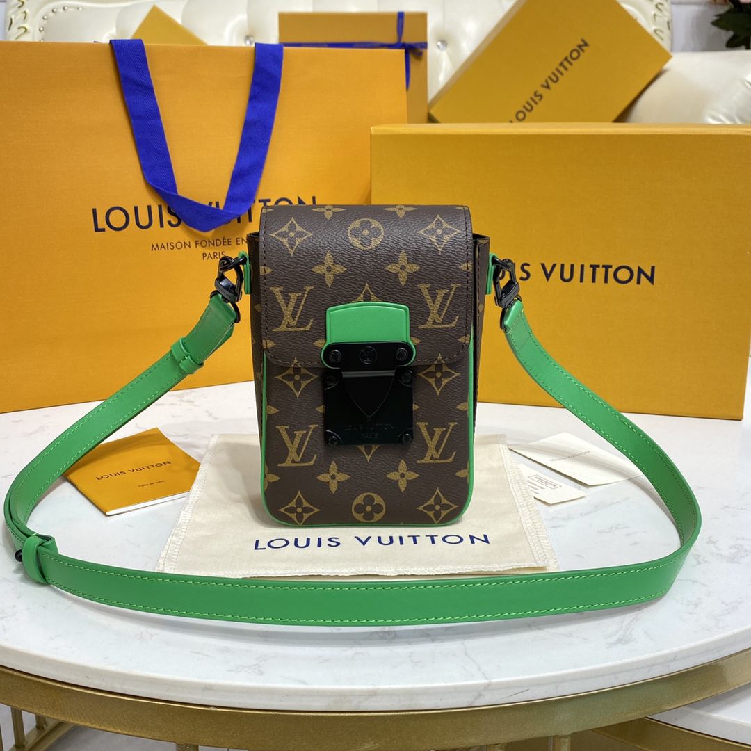 #m81522 l**is V*t*n monogram macassar s-lock vertical wearable wallet-green