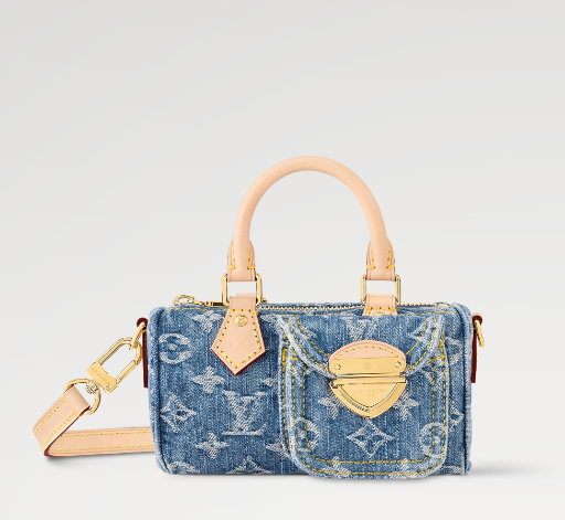 m82950 l**is V*t*n monogram denim nano speedy handbag