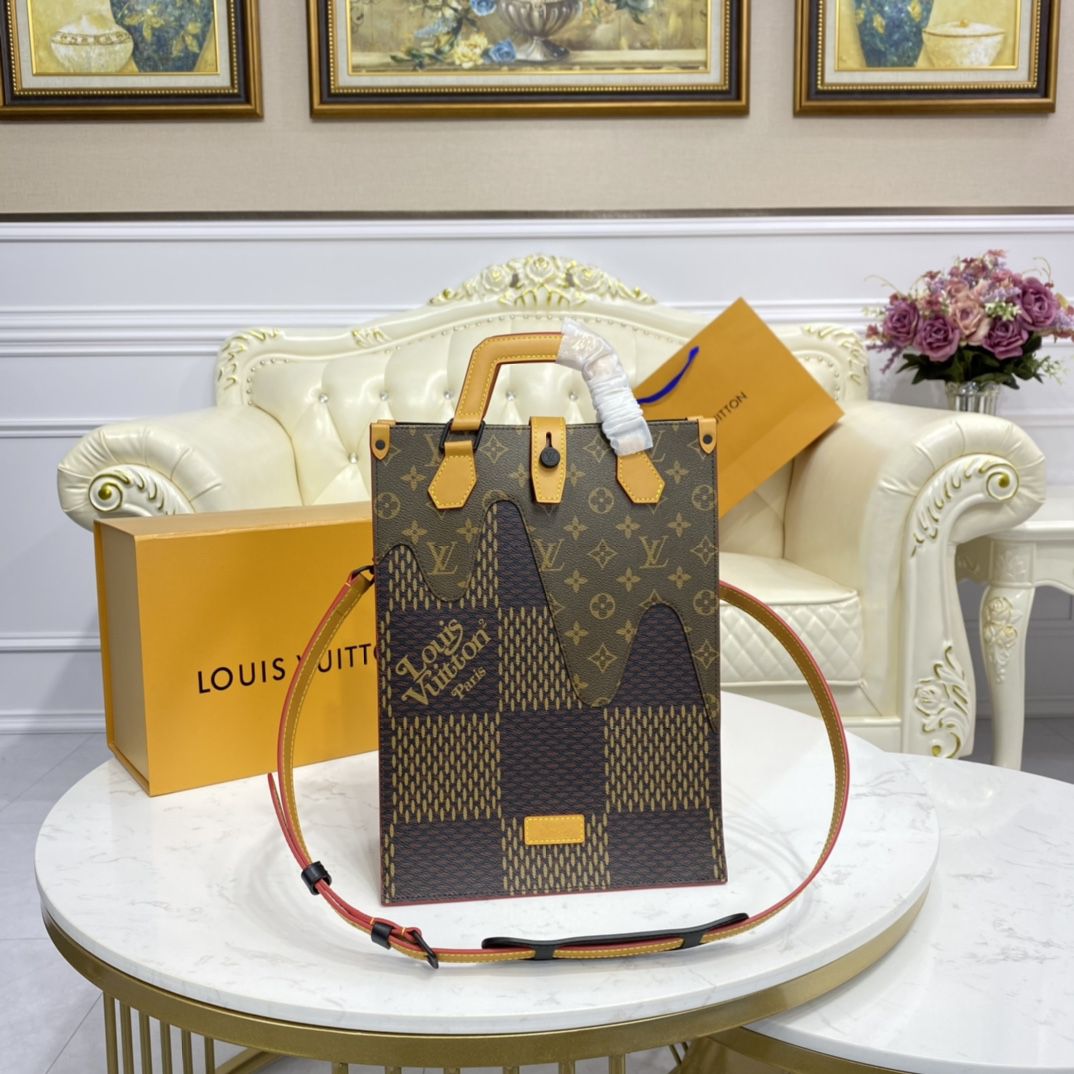#n40355 l**is V*t*n virgil abloh giant damier ebene and monogram coated mini tote
