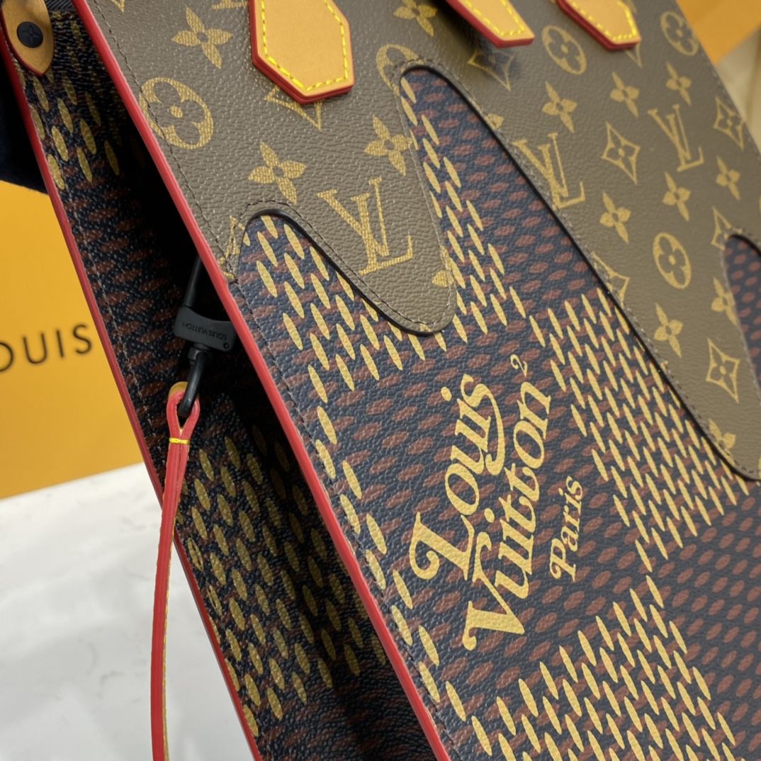 #n40355 l**is V*t*n virgil abloh giant damier ebene and monogram coated mini tote