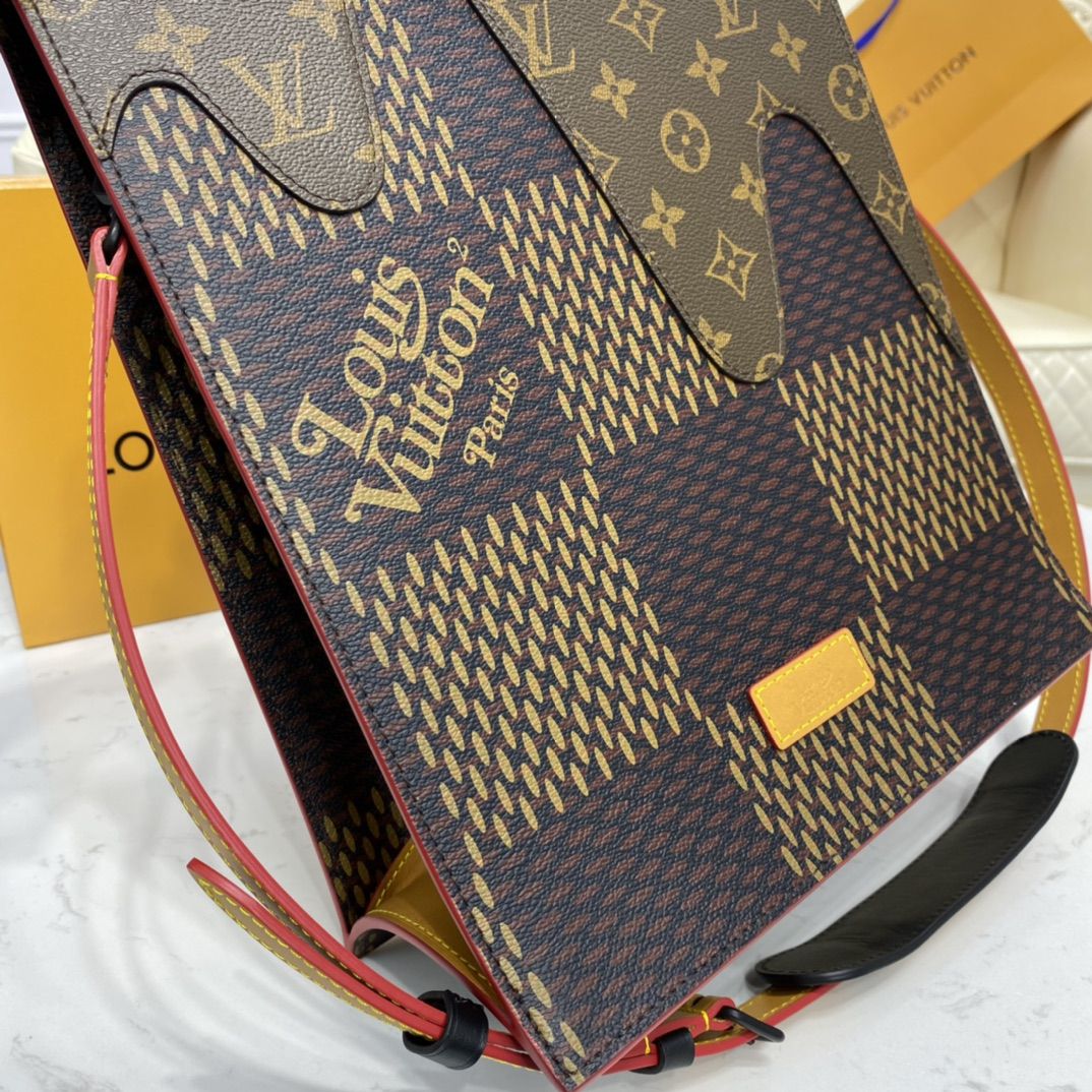 #n40355 l**is V*t*n virgil abloh giant damier ebene and monogram coated mini tote