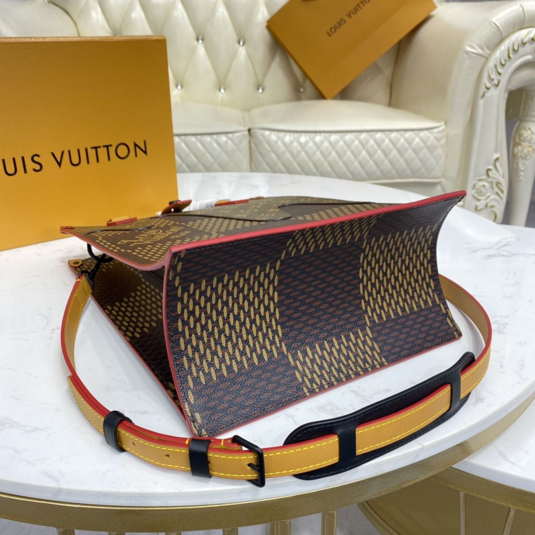 #n40355 l**is V*t*n virgil abloh giant damier ebene and monogram coated mini tote