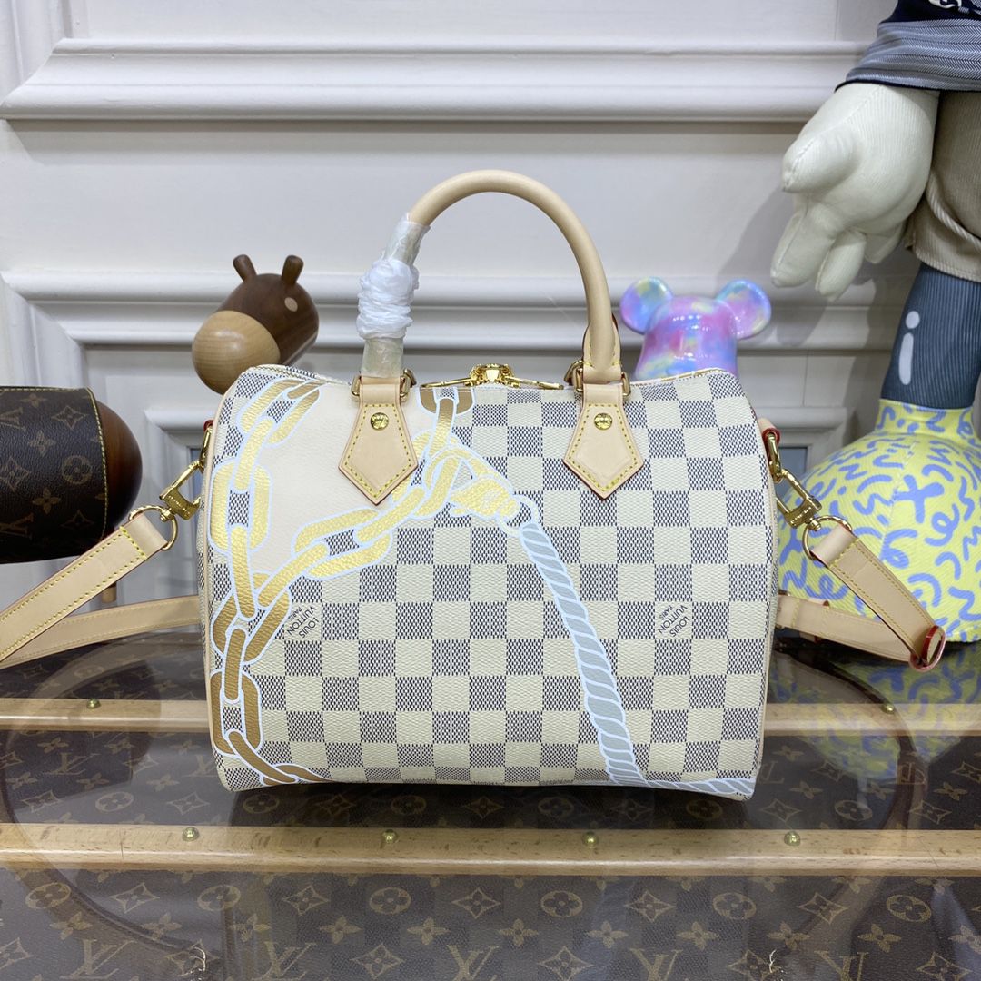 #n40473 l**is V*t*n damier azur speedy bandoulière 25