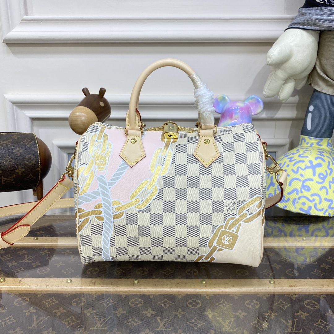 #n40473 l**is V*t*n damier azur speedy bandoulière 25