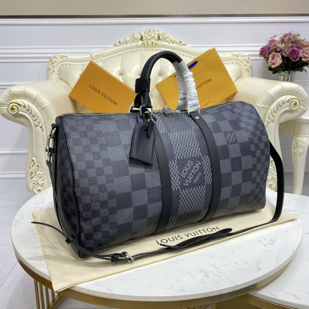 #n50016 l**is V*t*n damier graphite 3d keepall bandouliere 50