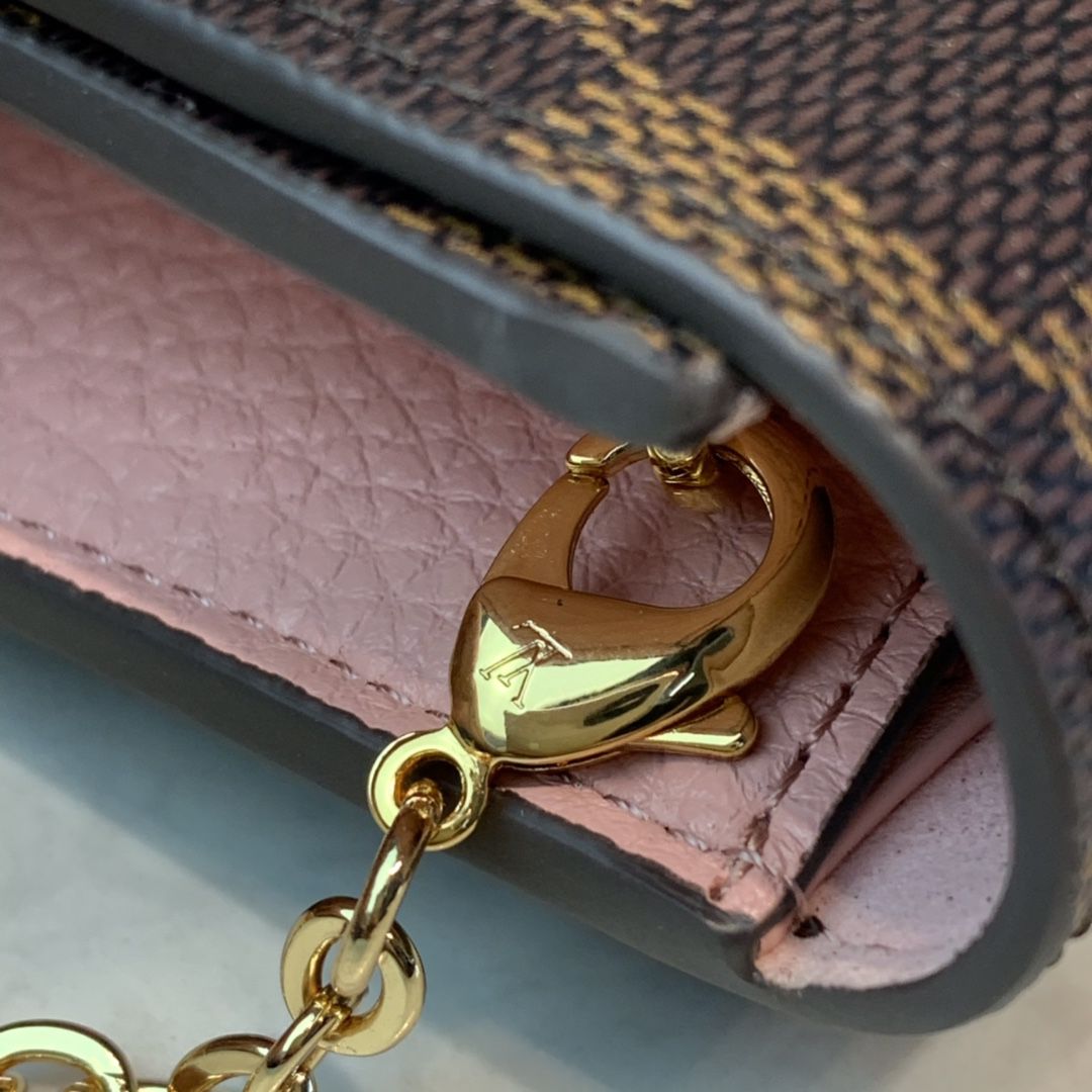 #n60287 l**is V*t*n damier ebene croisette chain wallet-pink