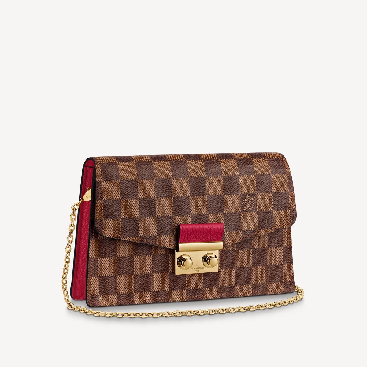 #n60288 l**is V*t*n damier ebene croisette chain wallet-red