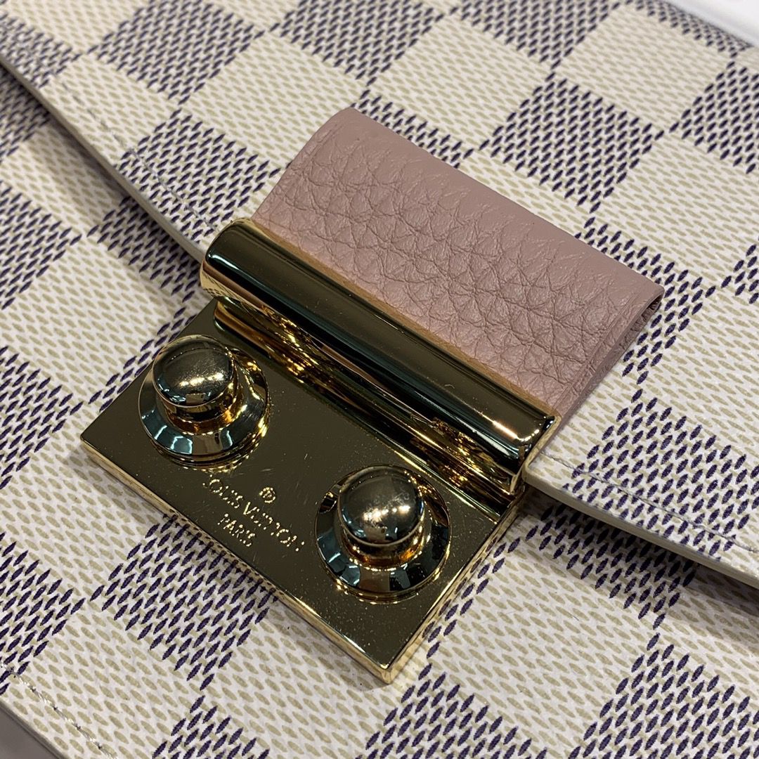 #n60357 l**is V*t*n damier azur croisette chain wallet-rose