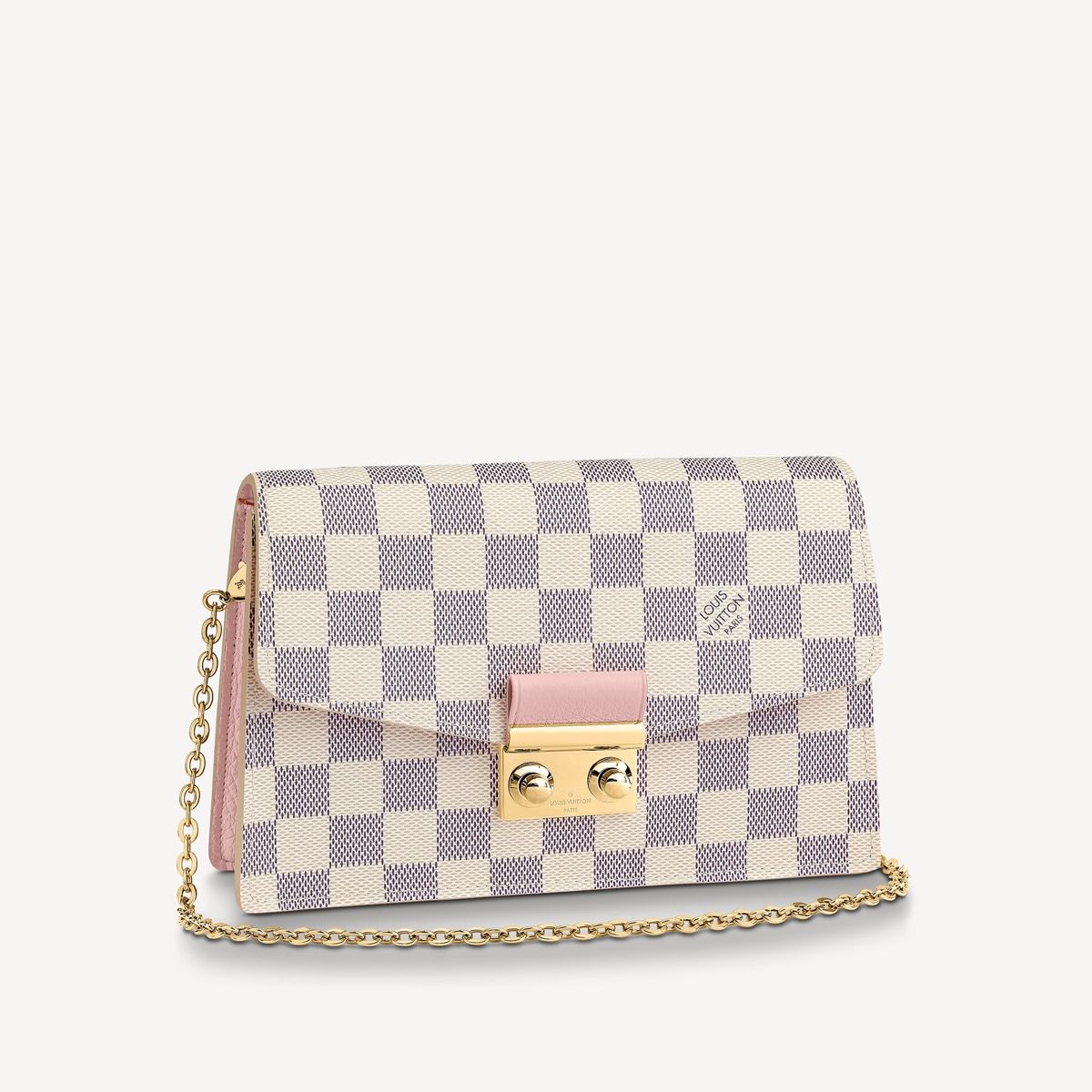 #n60357 l**is V*t*n damier azur croisette chain wallet-rose