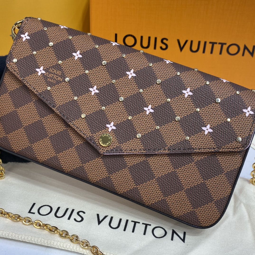 #n60474 l**is V*t*n damier ebene studs special edition félicie pochette