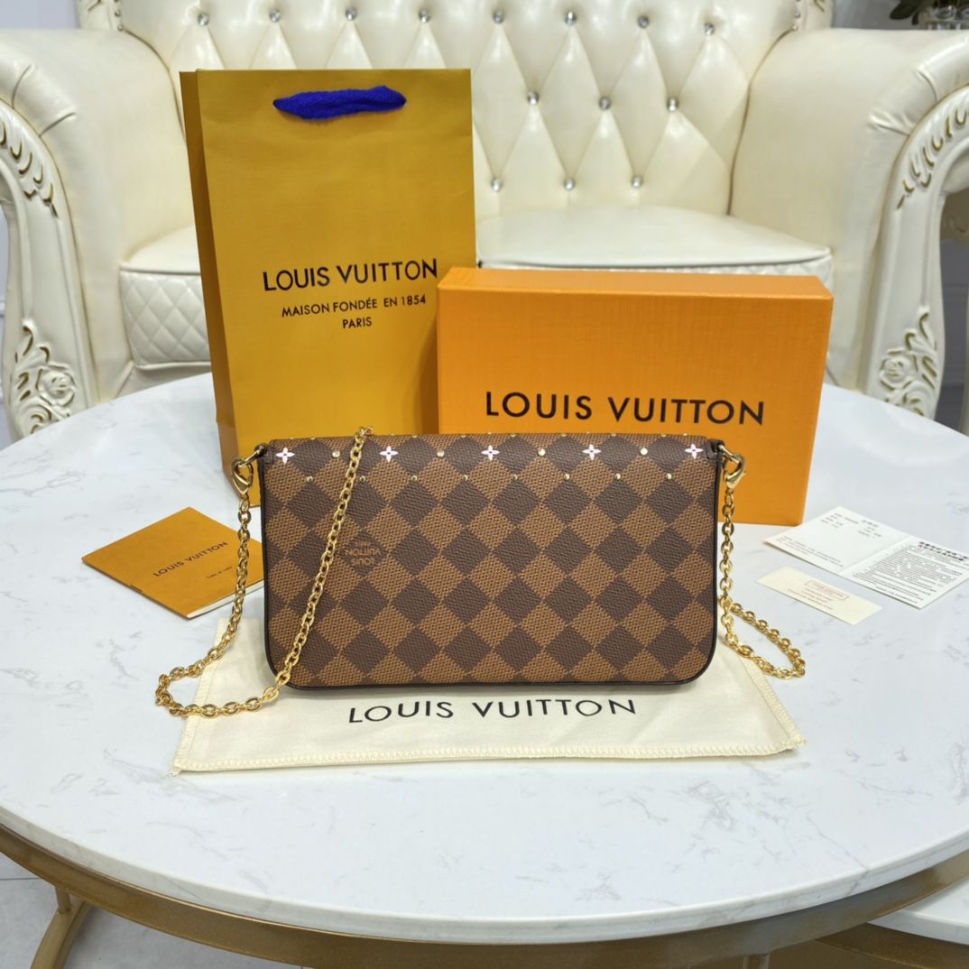 #n60474 l**is V*t*n damier ebene studs special edition félicie pochette