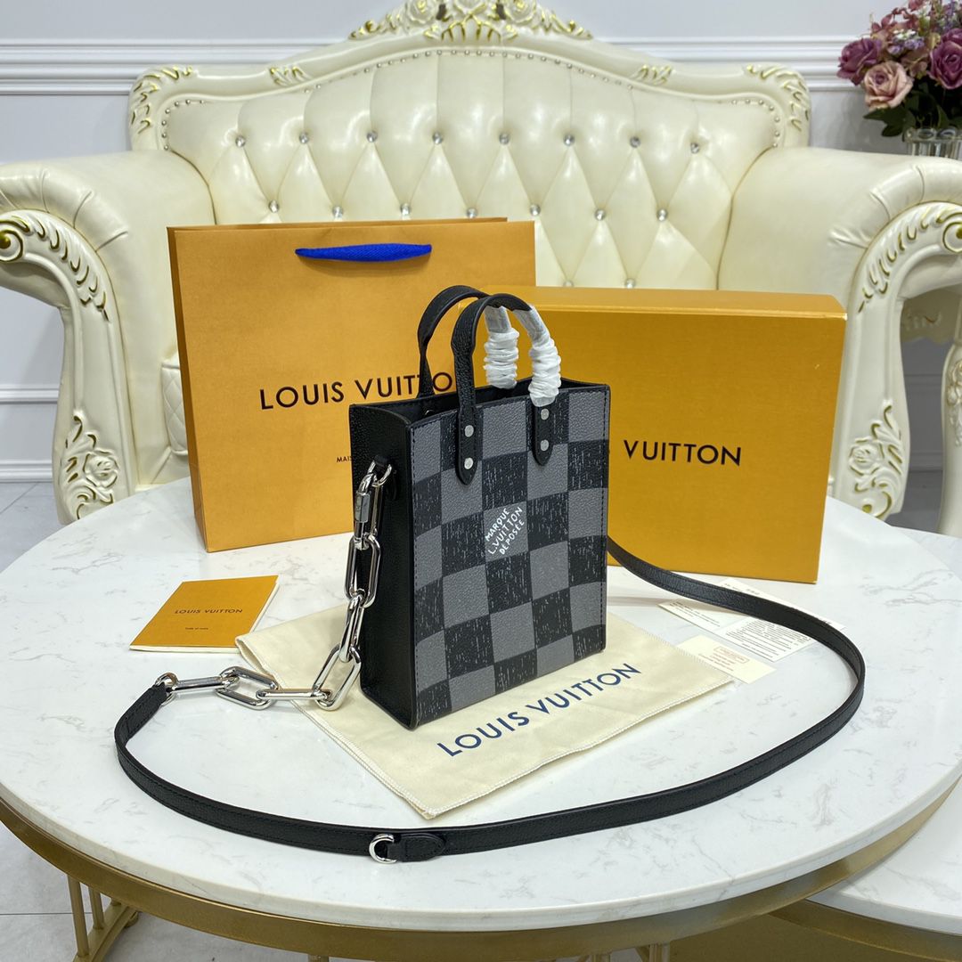 #n60479 l**is V*t*n damier checkerboard  sac plat xs bag