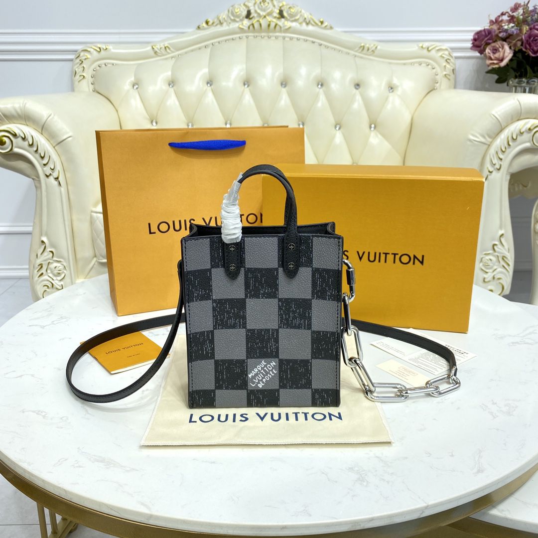 #n60479 l**is V*t*n damier checkerboard  sac plat xs bag