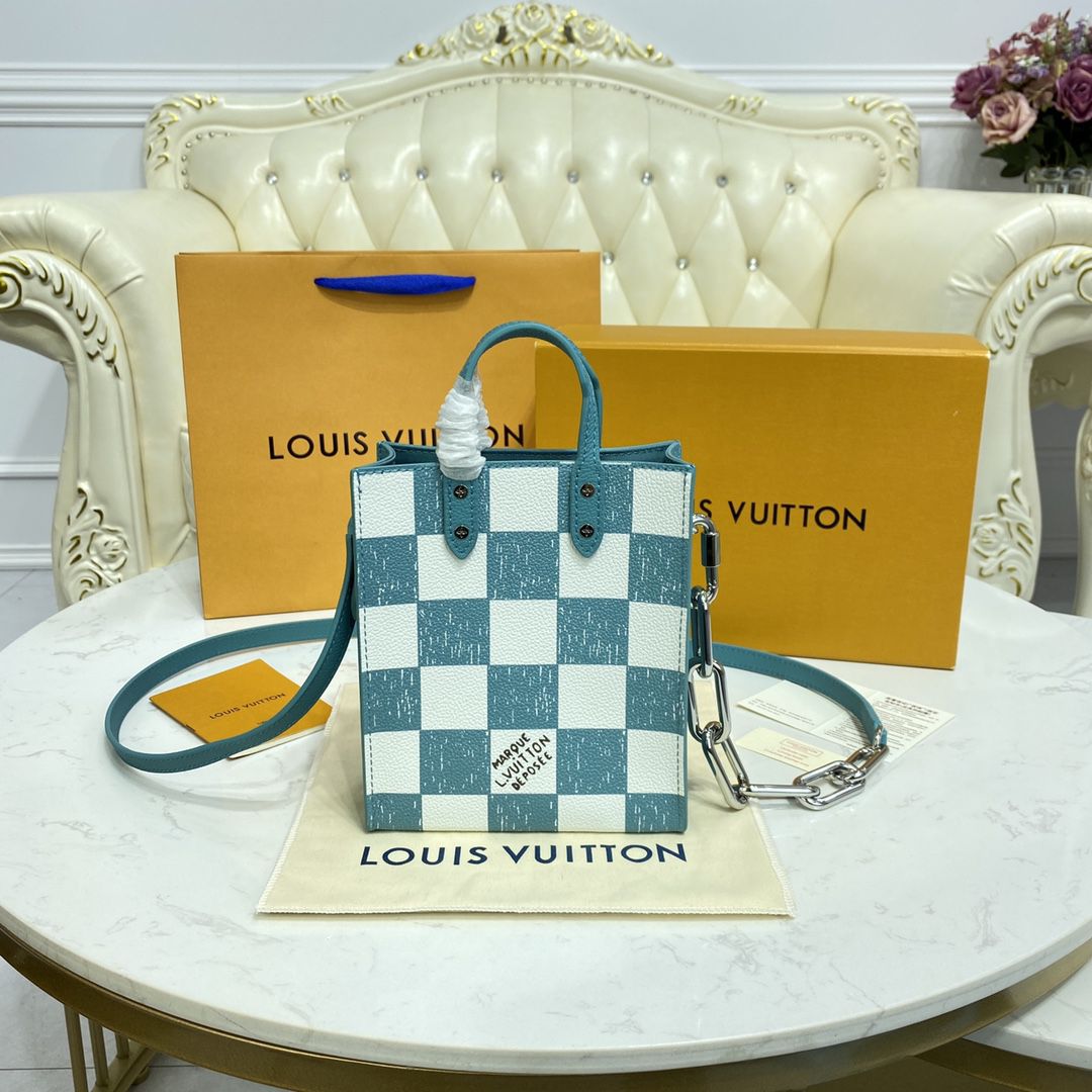 #n60495 l**is V*t*n damier checkerboard  sac plat xs bag