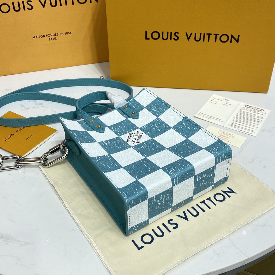 #n60495 l**is V*t*n damier checkerboard  sac plat xs bag