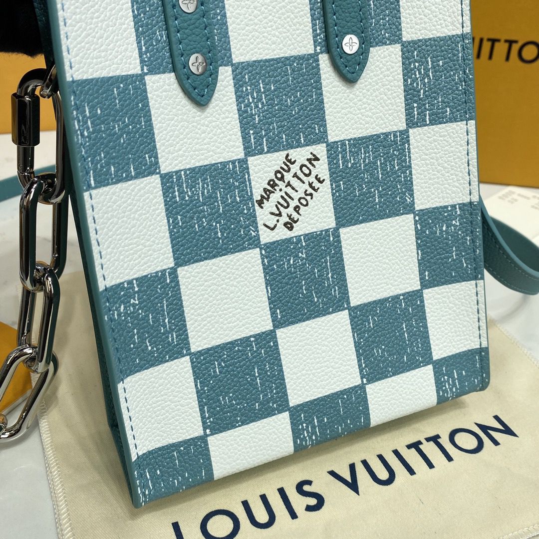 #n60495 l**is V*t*n damier checkerboard  sac plat xs bag