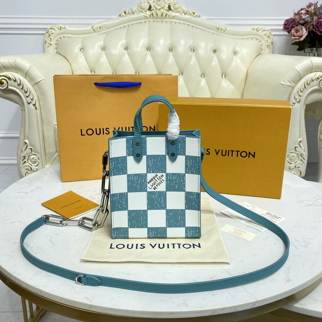 #n60495 l**is V*t*n damier checkerboard  sac plat xs bag