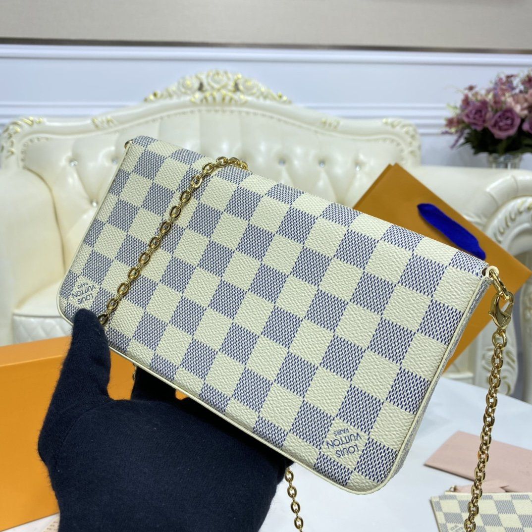 #n63106 l**is V*t*n damier azur canvas pochette felicie