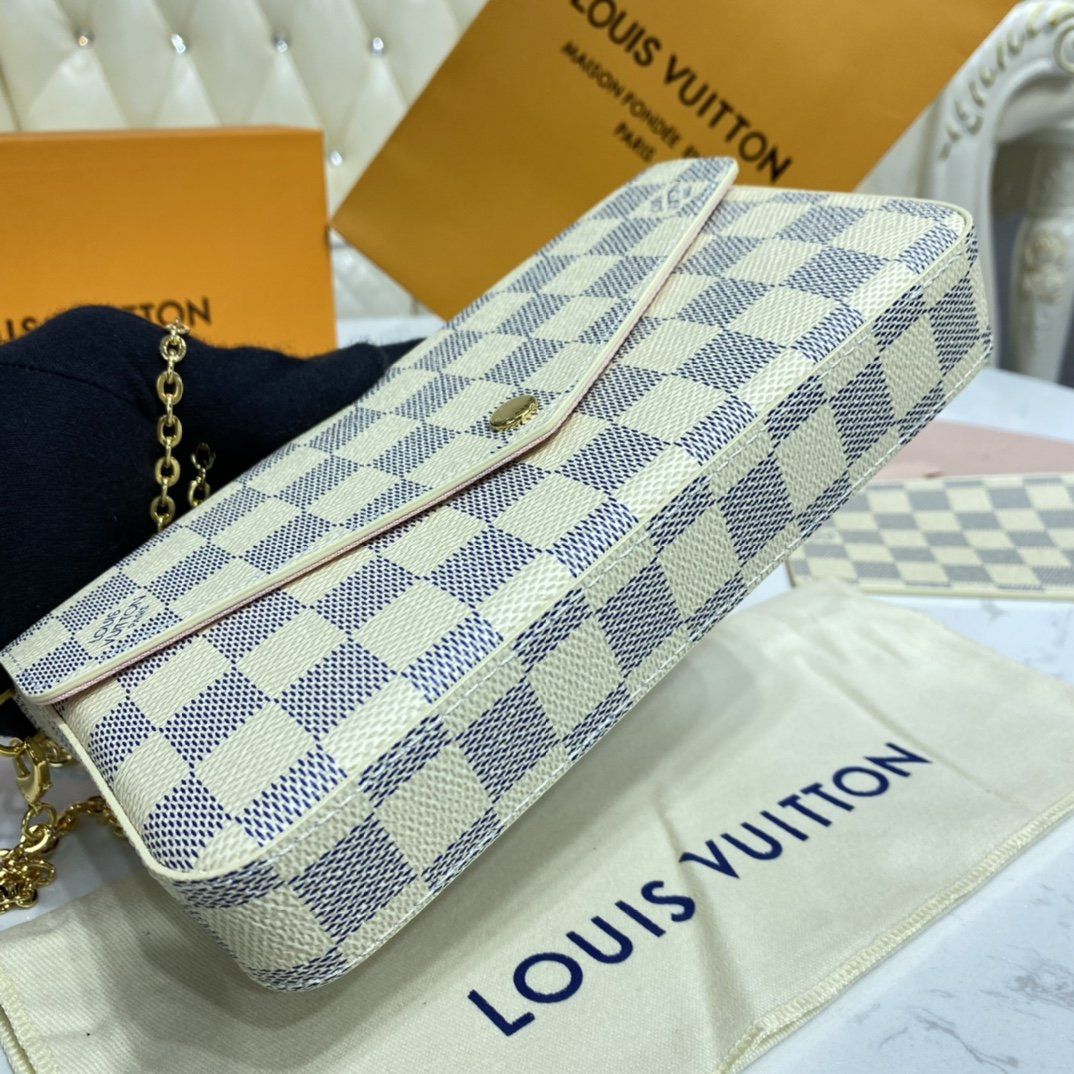 #n63106 l**is V*t*n damier azur canvas pochette felicie