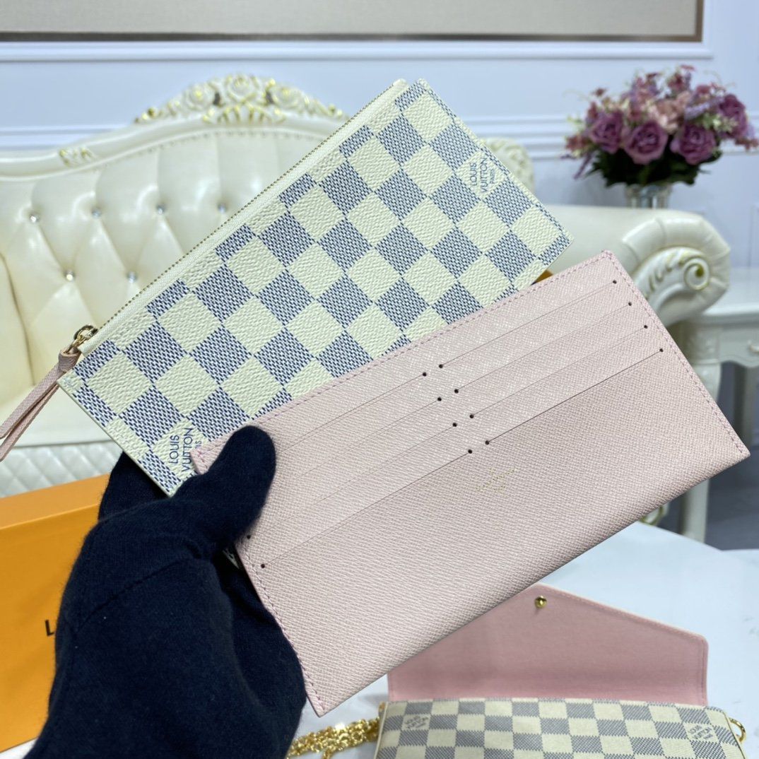 #n63106 l**is V*t*n damier azur canvas pochette felicie