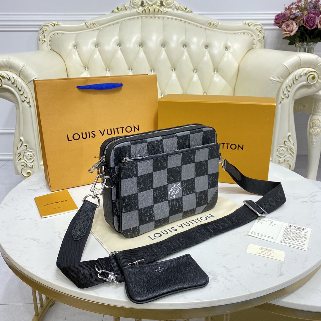 #n80401 l**is V*t*n damier checkerboard  trio messenger bag