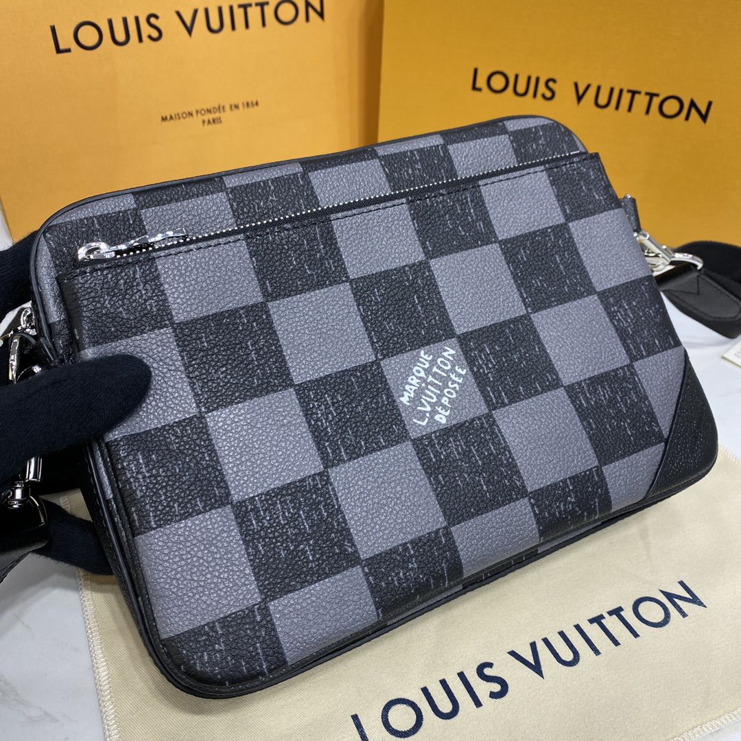 #n80401 l**is V*t*n damier checkerboard  trio messenger bag