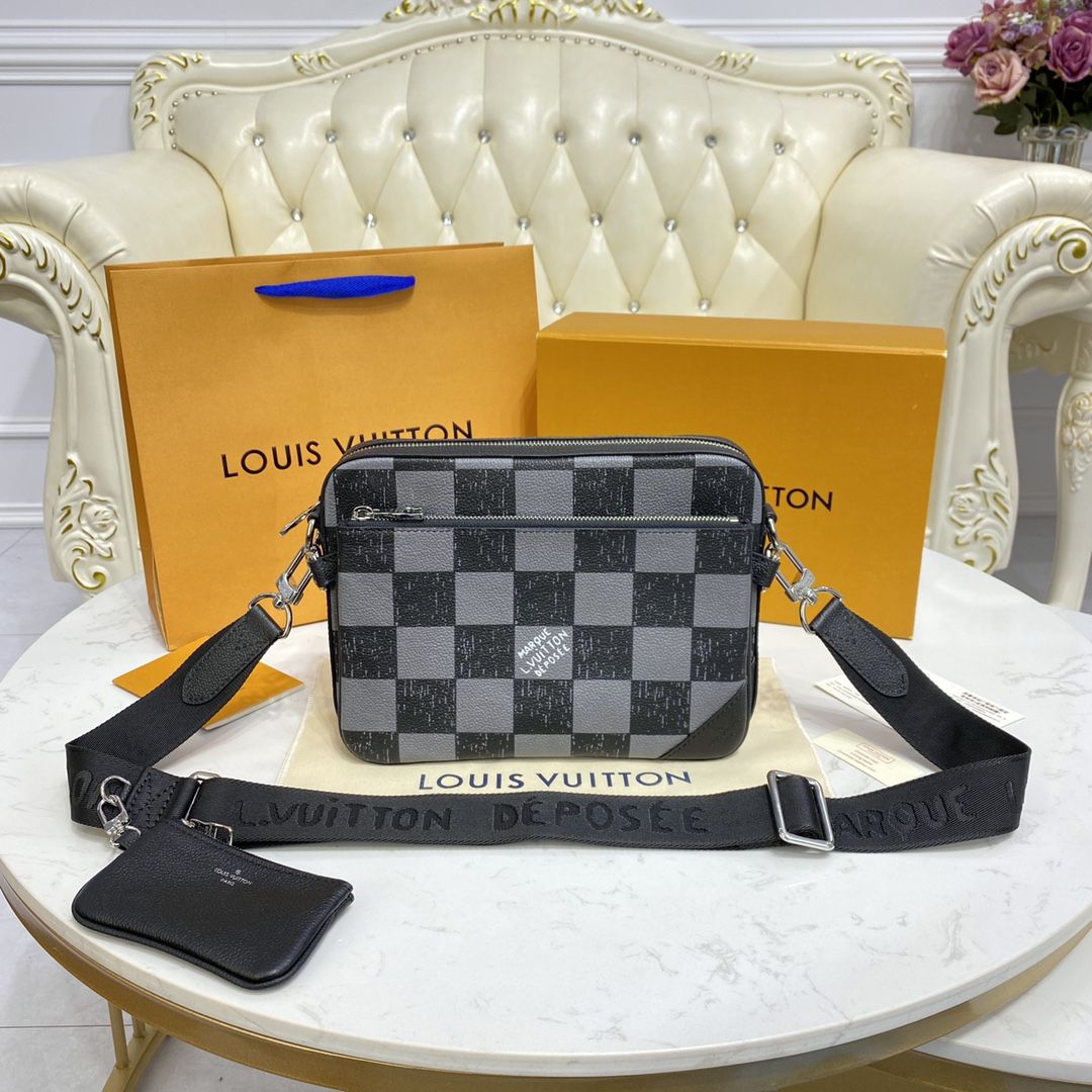 #n80401 l**is V*t*n damier checkerboard  trio messenger bag
