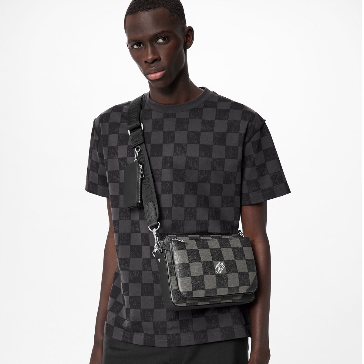 #n80401 l**is V*t*n damier checkerboard  trio messenger bag